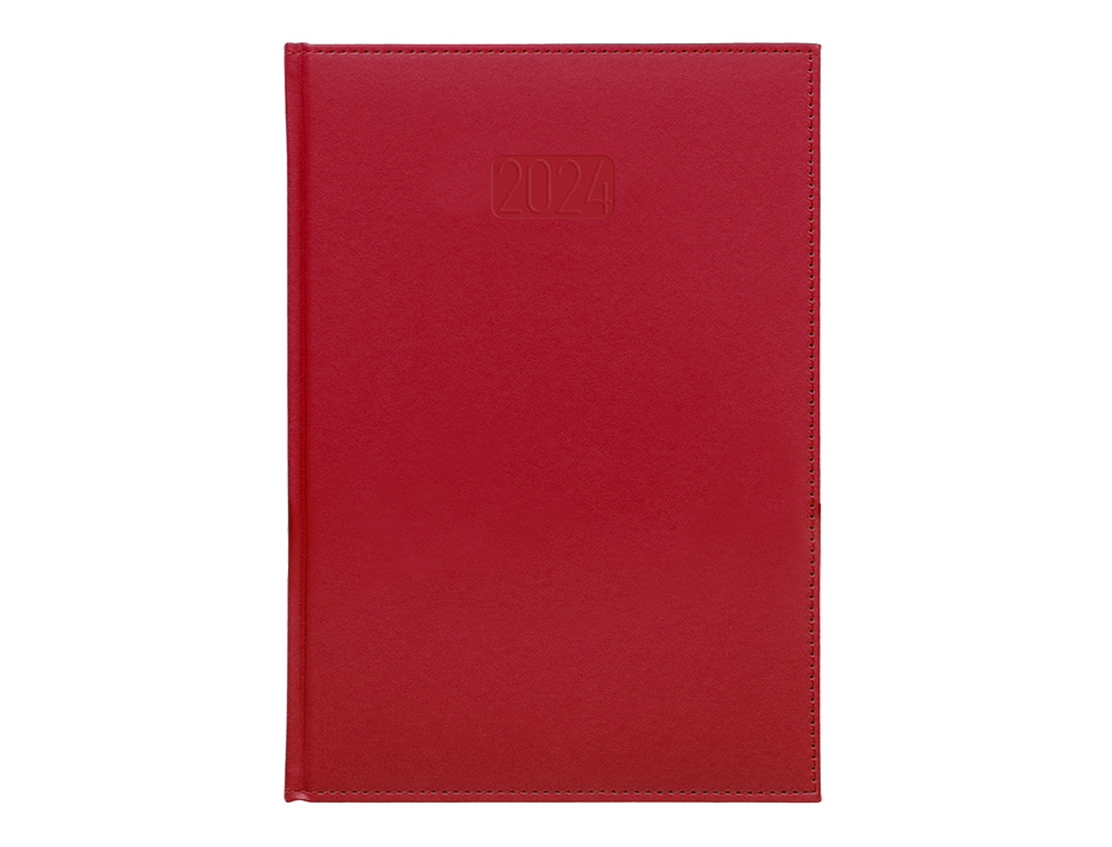 AGENDA ENCUADERNADA LIDERPAPEL CRETA 15X21 CM 2024 DIA PAGINA COLOR ROJO PAPEL 70 GR