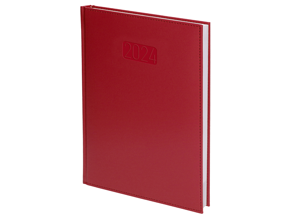 AGENDA ENCUADERNADA LIDERPAPEL CRETA 15X21 CM 2024 DIA PAGINA COLOR ROJO PAPEL 70 GR
