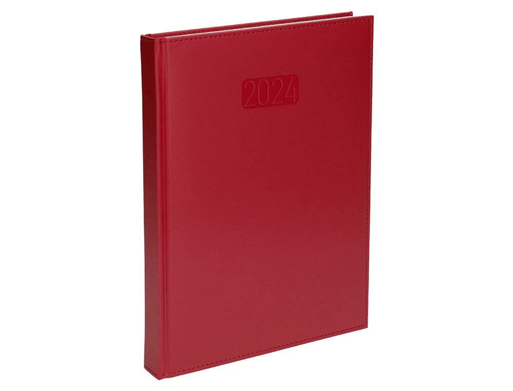 AGENDA ENCUADERNADA LIDERPAPEL CRETA 15X21 CM 2024 DIA PAGINA COLOR ROJO PAPEL 70 GR