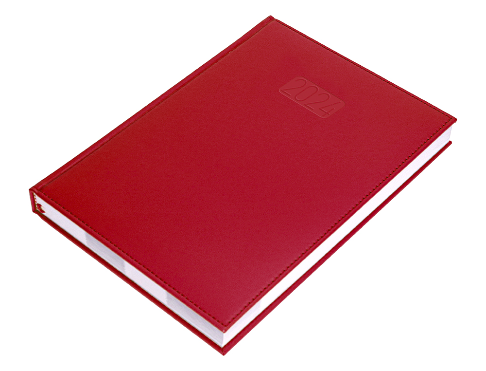 AGENDA ENCUADERNADA LIDERPAPEL CRETA 15X21 CM 2024 DIA PAGINA COLOR ROJO PAPEL 70 GR