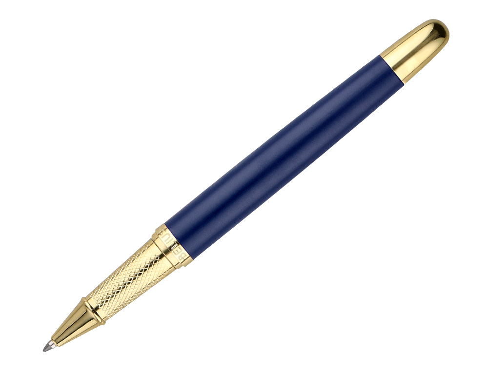 BOLIGRAFO Y ESTUCHE BELIUS SOIREE COLOR AZUL MARINO Y DORADO TINTA AZUL CAJA DE DISEO