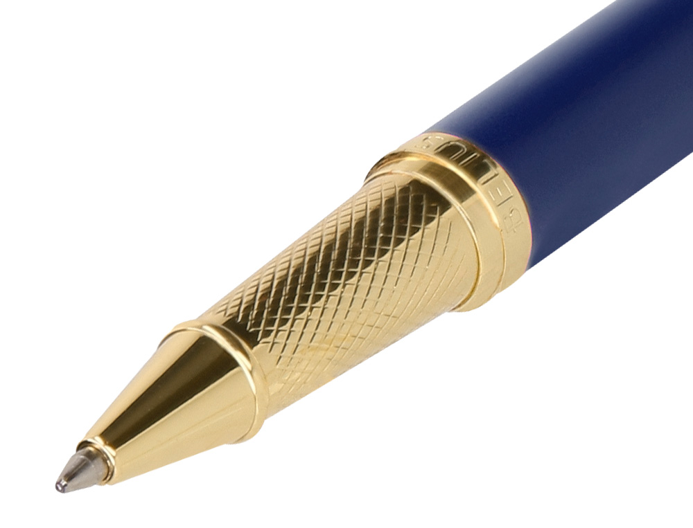 BOLIGRAFO Y ESTUCHE BELIUS SOIREE COLOR AZUL MARINO Y DORADO TINTA AZUL CAJA DE DISEO