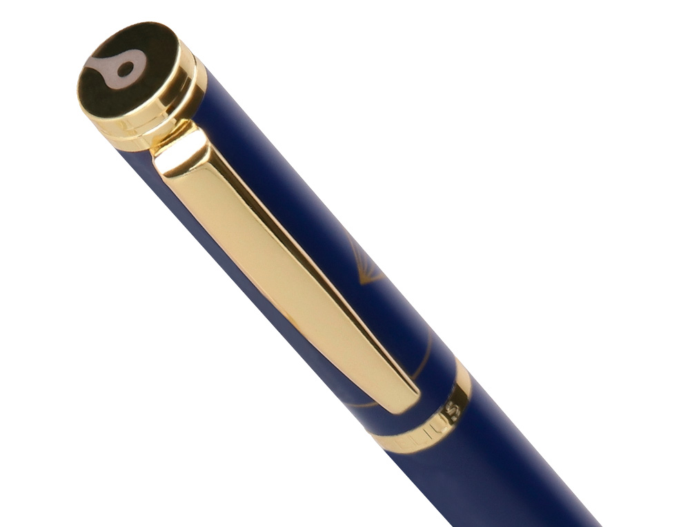 BOLIGRAFO Y ESTUCHE BELIUS SOIREE COLOR AZUL MARINO Y DORADO TINTA AZUL CAJA DE DISEO