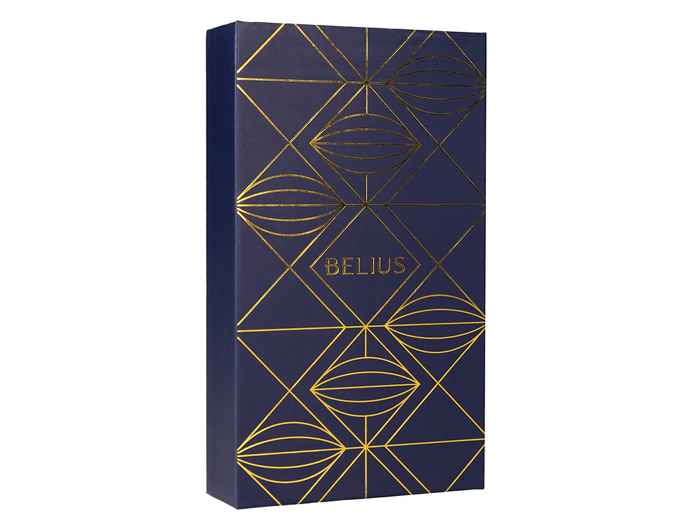 BOLIGRAFO Y ESTUCHE BELIUS SOIREE COLOR AZUL MARINO Y DORADO TINTA AZUL CAJA DE DISEO