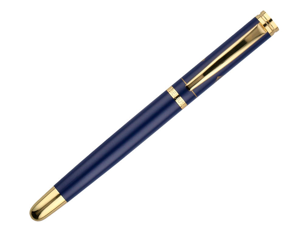BOLIGRAFO Y ESTUCHE BELIUS SOIREE COLOR AZUL MARINO Y DORADO TINTA AZUL CAJA DE DISEO