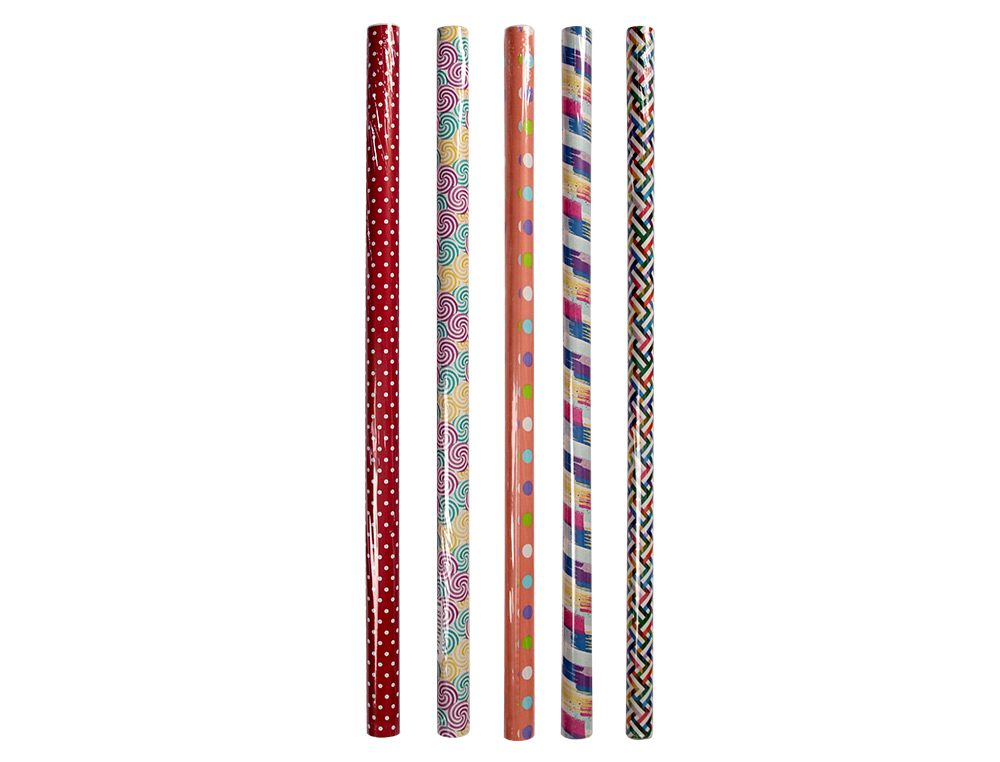 PAPEL DE REGALO LIDERPAPEL TODO AO ROLLO ANCHO 70 CM LONGITUD 2 MT GRAMAJE 60 GR DISEOS SURTIDOS