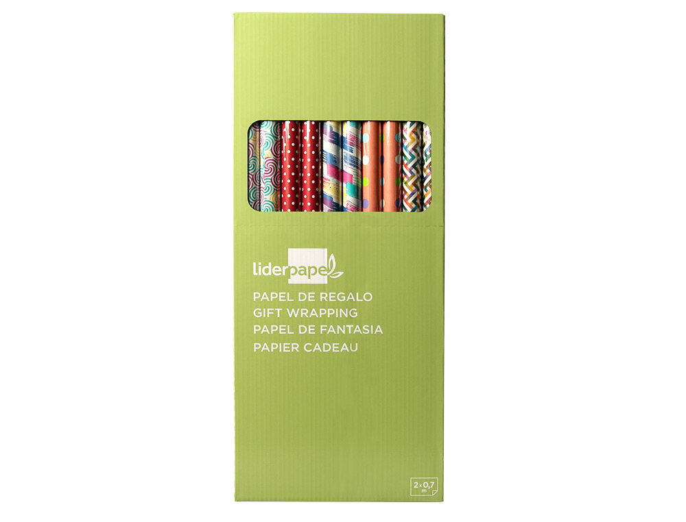 PAPEL DE REGALO LIDERPAPEL TODO AO ROLLO ANCHO 70 CM LONGITUD 2 MT GRAMAJE 60 GR DISEOS SURTIDOS