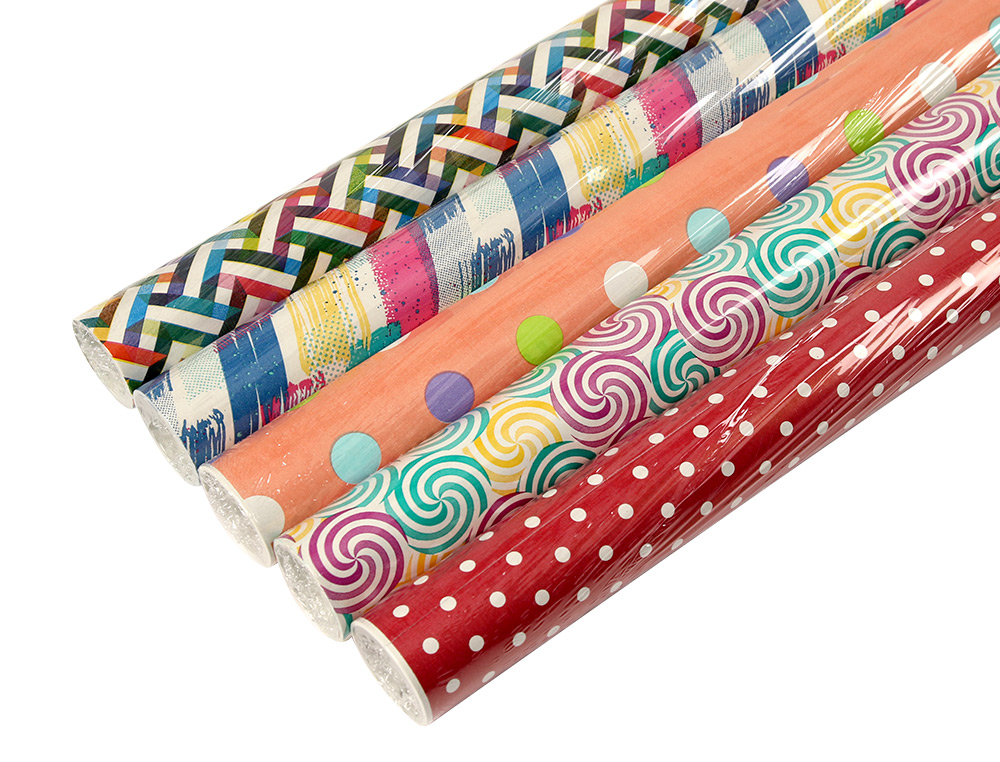 PAPEL DE REGALO LIDERPAPEL TODO AO ROLLO ANCHO 70 CM LONGITUD 2 MT GRAMAJE 60 GR DISEOS SURTIDOS