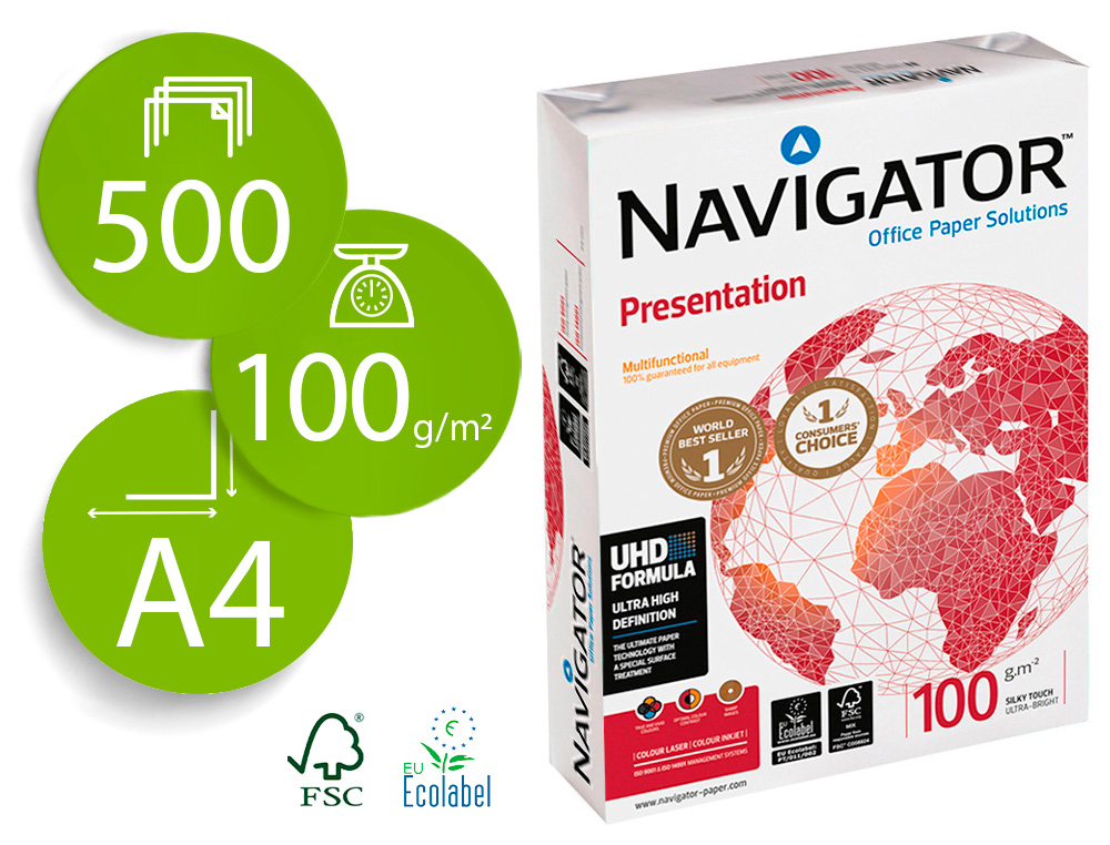PAPEL FOTOCOPIADORA NAVIGATOR DIN A4 100 GRAMOS PAPEL MULTIUSO INK-JET Y LASERPAQUETE DE 500 HOJAS