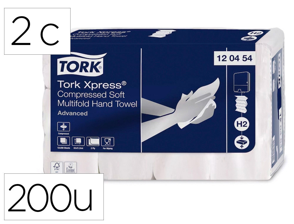 TOALLA DE PAPEL ENGARZADA 2 CAPAS 21X33 CM PAQUETE DE 136 UNIDADES PARA DISPENSADOR H2